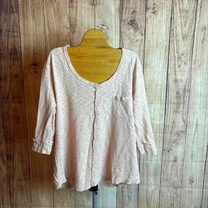 Anthropologie Saturday Sunday 3/4 Sleeve Marled Peach Top size S